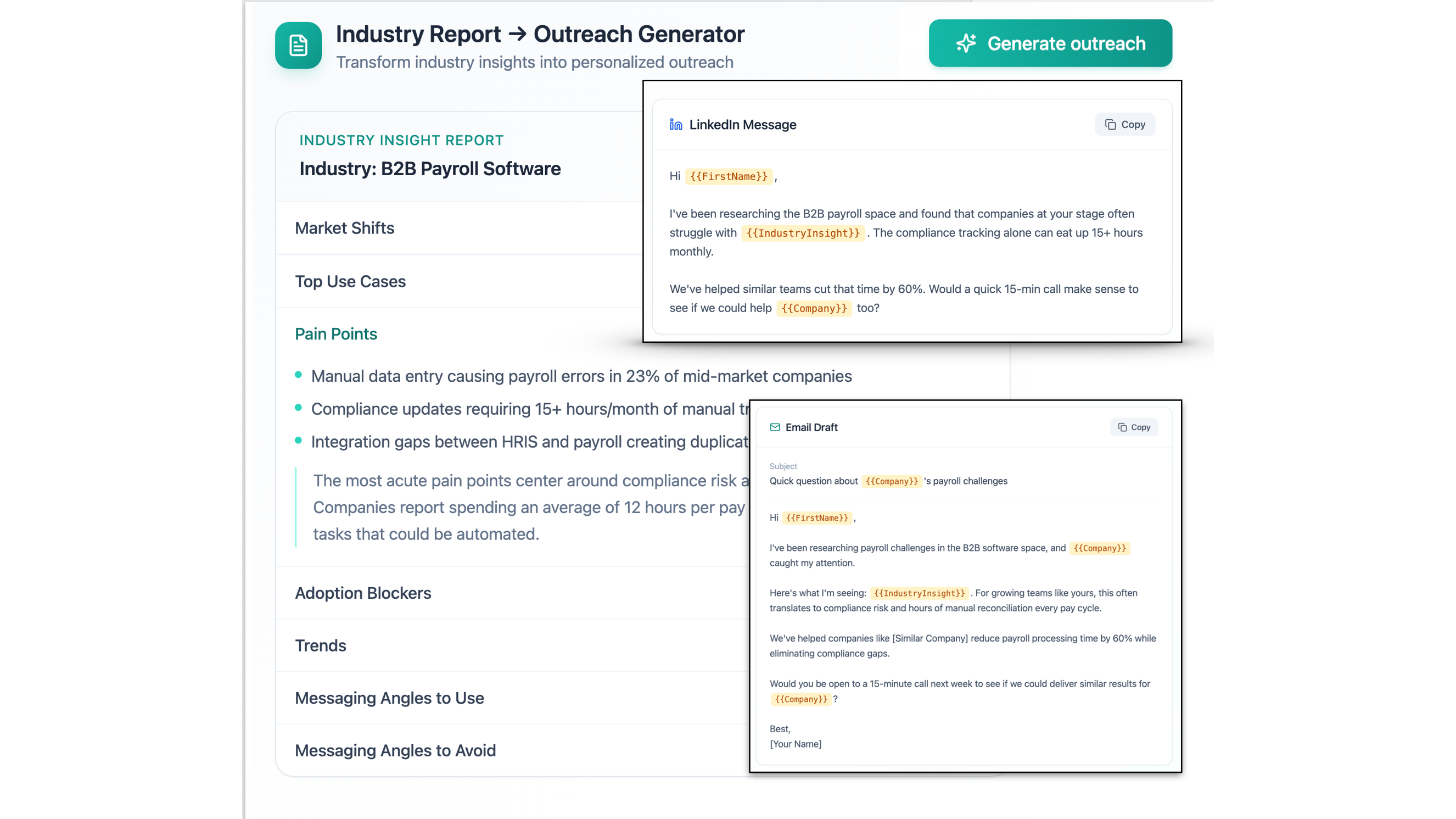 Industry insight reports with report-referenced outreach